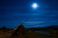 Moon before eclipse at Kalispel tribe ground Royalty Free Stock Photo