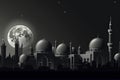 moon eclipse and mosque for ramadan kareem Royalty Free Stock Photo
