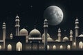 moon eclipse and mosque for ramadan kareem Royalty Free Stock Photo