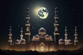 moon eclipse and mosque for ramadan kareem Royalty Free Stock Photo