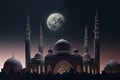 moon eclipse and mosque for ramadan kareem Royalty Free Stock Photo