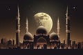 moon eclipse and mosque for ramadan kareem Royalty Free Stock Photo