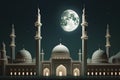 moon eclipse and mosque for ramadan kareem Royalty Free Stock Photo