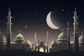 moon eclipse and mosque for ramadan kareem Royalty Free Stock Photo