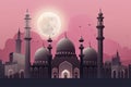 moon eclipse and mosque for ramadan kareem Royalty Free Stock Photo