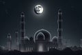 moon eclipse and mosque for ramadan kareem Royalty Free Stock Photo