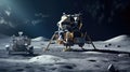 Moon exploration, astronaut and station on the Moon