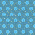 Moon with face on background of stars. Pattern line flat illustration. Childrens doodle textile style.