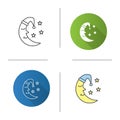 Moon with face in nightcap icon