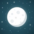 Moon flat design style on blue background Royalty Free Stock Photo