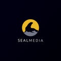 Moon and fur seal logo icon vector template Royalty Free Stock Photo