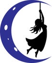 Moon Girl Logo Template Vector