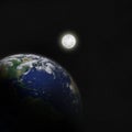 The Moon and Planet Earth in Space Royalty Free Stock Photo
