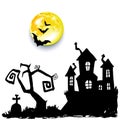 Moon halloween castle illustration horror night silhouette