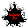 Moon halloween castle illustration horror night silhouette