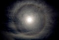 Moon halo in nighttime, natural phenomenon. Royalty Free Stock Photo