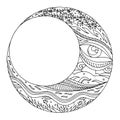 Moon hand drawn vector zentangle illustration design