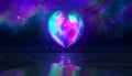 Moon heart planet in space with realistic sea water reflection Royalty Free Stock Photo