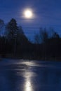 Moon and ice lake in Sweden Scandinavia Europe