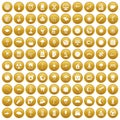 100 moon icons set gold