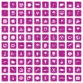100 moon icons set grunge pink