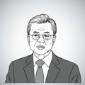 Moon Jae-in Portrait Drawing. Vector Illustration. October 31, 2017