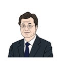 Moon Jae-in President of South Korean Portrait Illustration, Flat Vector Design