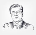 Moon Jae-in vector sketch portrait isolated