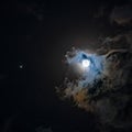 Moon, Jupiter and the Jovian moons