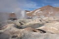 Moon landscape of Geyser Sol de Manana in Bolivia