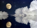 Moon and large clouds moonlit evening landscape with moon dark b Royalty Free Stock Photo