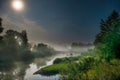 Moon light at night over river Royalty Free Stock Photo