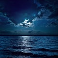 Moon light over darken water Royalty Free Stock Photo
