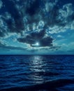 Moon light over water in night