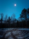 Moon Light and tire tracks in the snow Royalty Free Stock Photo