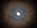 Moon light and Halo in cloudy sky Royalty Free Stock Photo