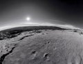Moon or mars surface with fisheye prospect Royalty Free Stock Photo