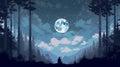 Moon Meditation In Dreamlike Forest