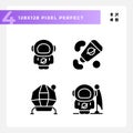 Moon mission pixel perfect black glyph icons set on white space