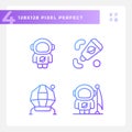 Moon mission pixel perfect gradient linear vector icons set