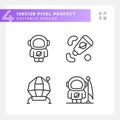 Moon mission pixel perfect linear icons set