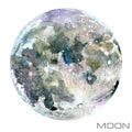 Moon. Moon watercolor background.