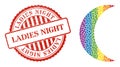 Grunge Ladies Night Stamp and Rainbow Moon Composition Icon of Spheres Royalty Free Stock Photo