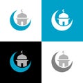 Moon and mosque logo design template elements, ramadhan kareem concept, moslem or muslim symbol