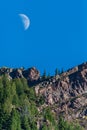 Moon and mountain summit peak Royalty Free Stock Photo