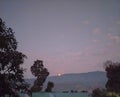 The moon in the mountainous terrain in evening time India