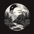 Moon with Trees Yin Yang Theme
