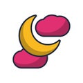 Moon night with cloud fill style icon