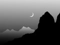 Moon & Night Mountain Vector