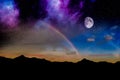 Moon night rainbow